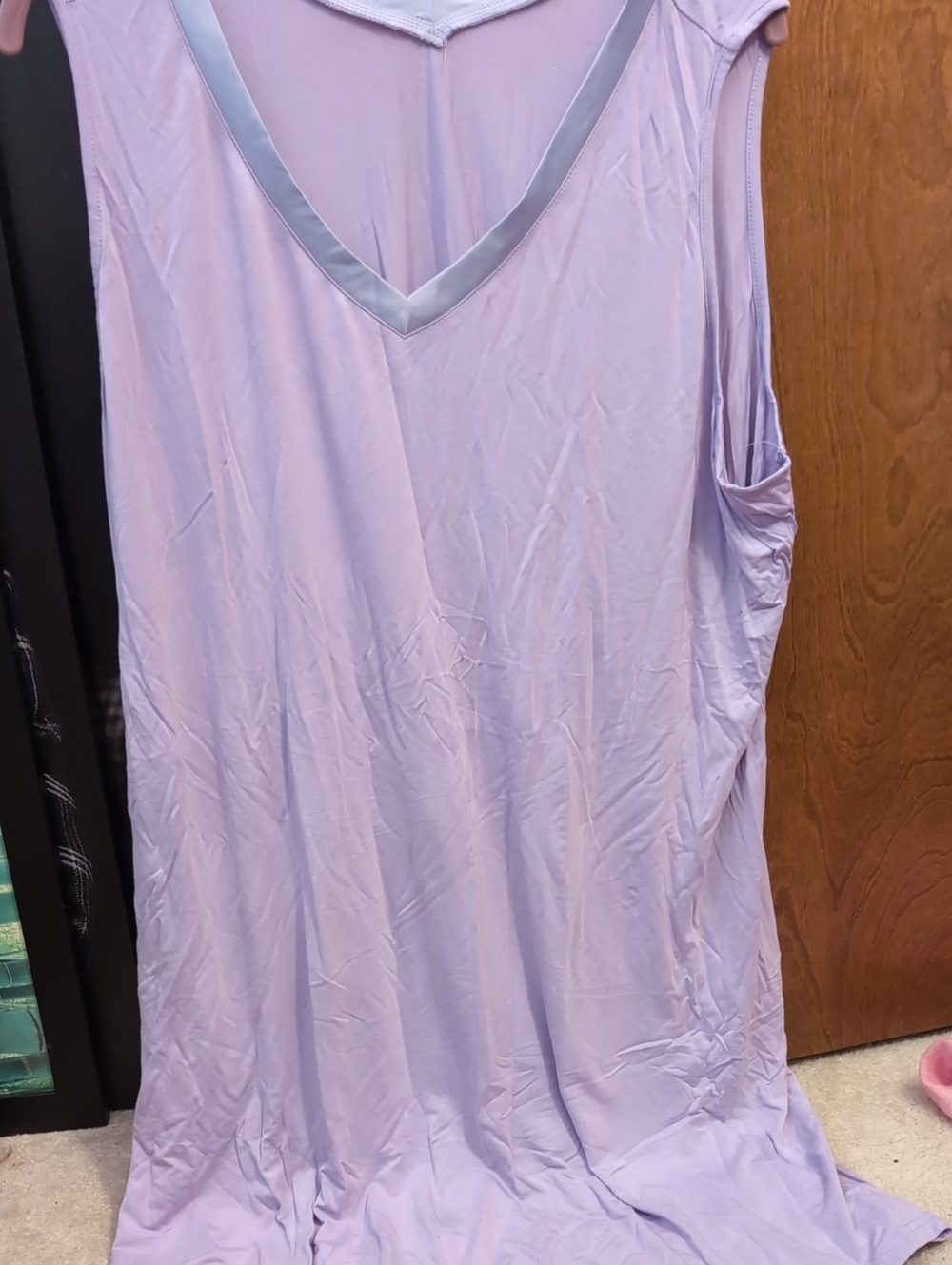 Lilac Bamboo V-Neck Sleeveless Nightgown